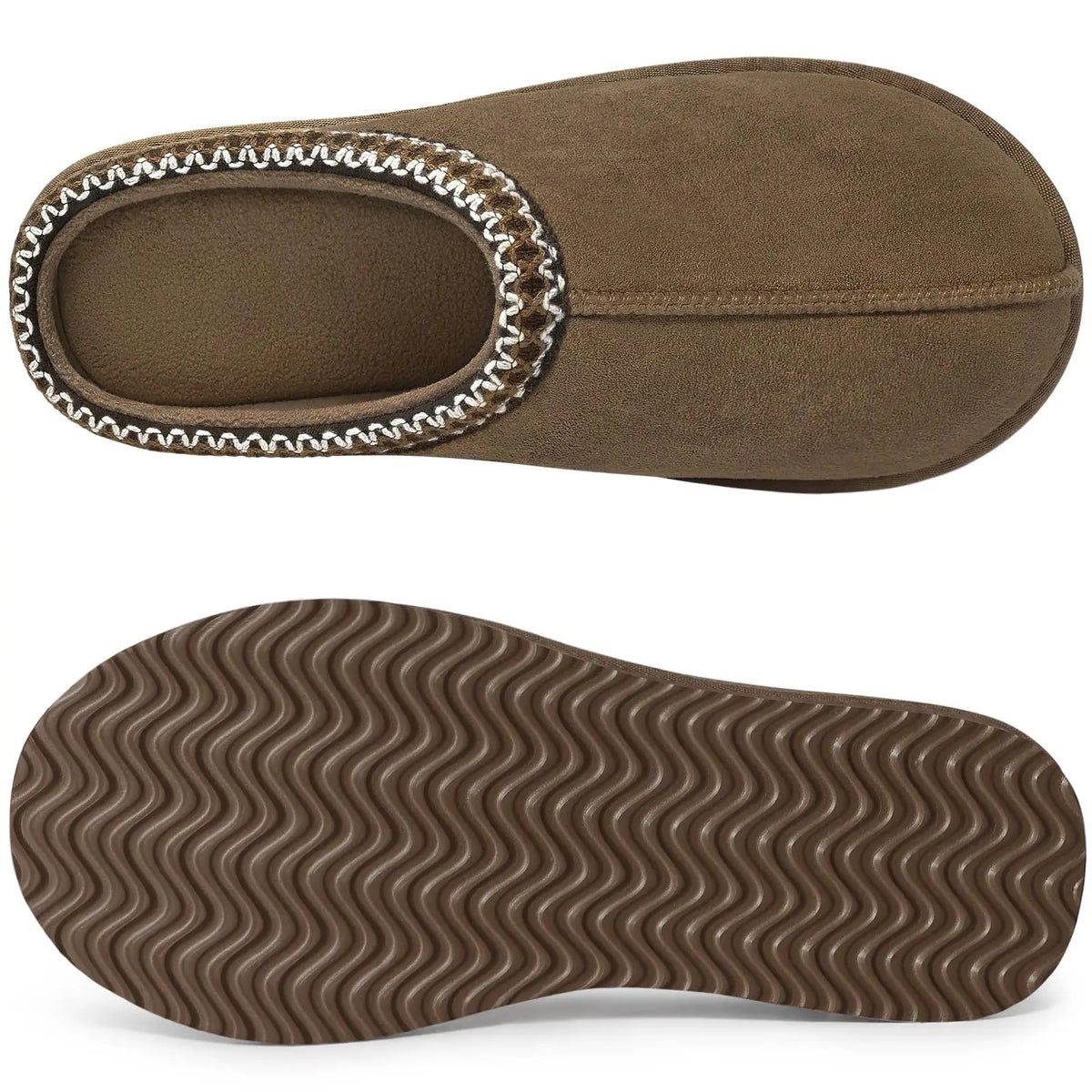 Litfun Classic Faux Suede Slippers for Women Memory Foam Fuzzy House Shoes Cozy and Warm Hard Bottom Indoor Outdoor Cotton Shoes
