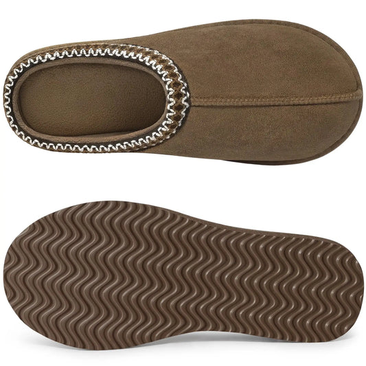 Litfun Classic Faux Suede Slippers for Women Memory Foam Fuzzy House Shoes Cozy and Warm Hard Bottom Indoor Outdoor Cotton Shoes