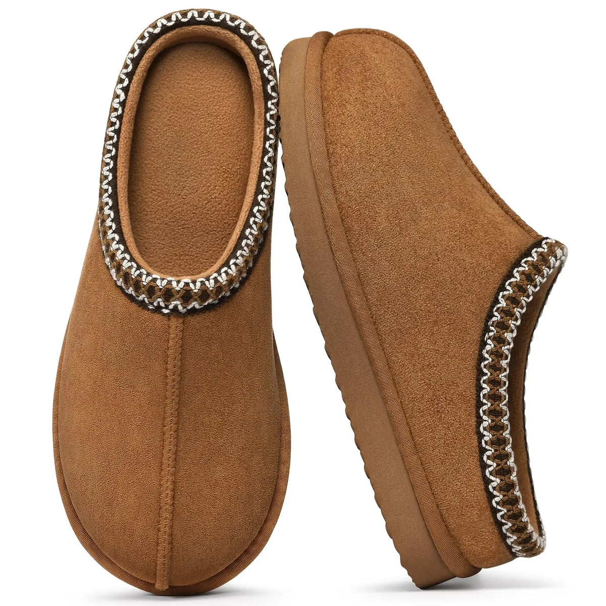Litfun Classic Faux Suede Slippers for Women Memory Foam Fuzzy House Shoes Cozy and Warm Hard Bottom Indoor Outdoor Cotton Shoes