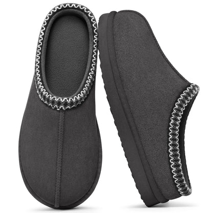 Litfun Classic Faux Suede Slippers for Women Memory Foam Fuzzy House Shoes Cozy and Warm Hard Bottom Indoor Outdoor Cotton Shoes