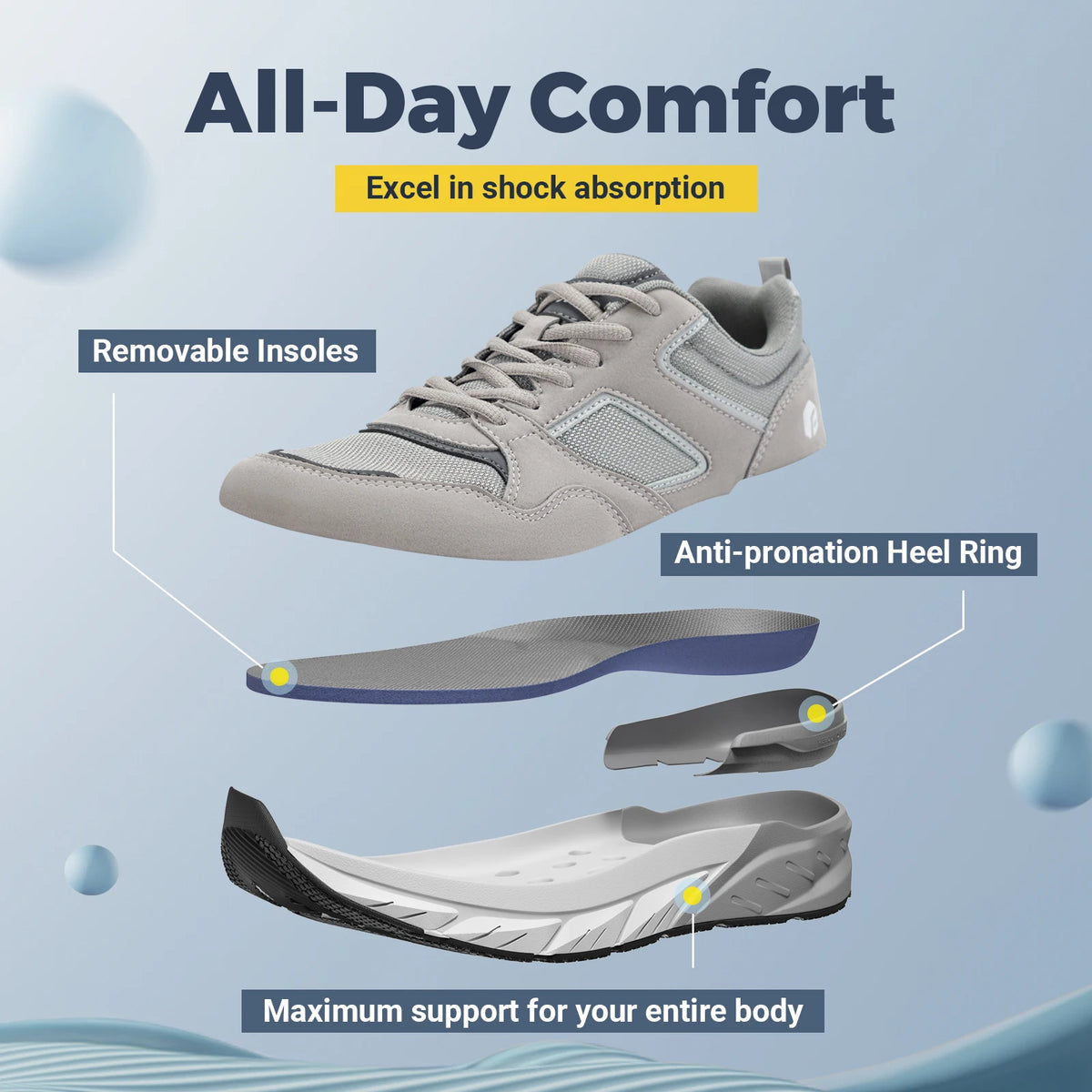 FitVille Newest Running Shoes for Men 4E Wide Width Sneakers with Arch Support for Flat Feet Heel Pain Relief Plantar Fasciitis