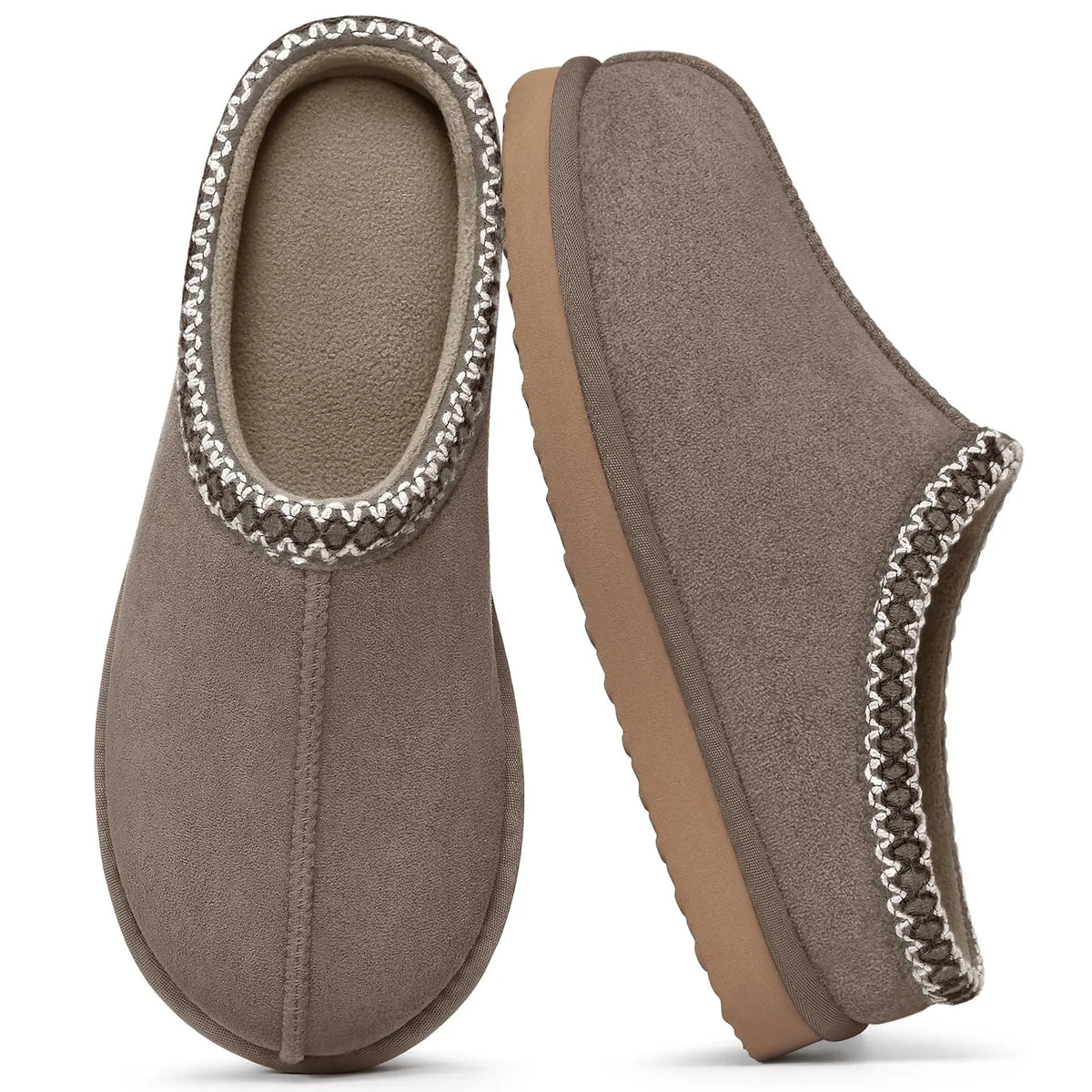 Litfun Classic Faux Suede Slippers for Women Memory Foam Fuzzy House Shoes Cozy and Warm Hard Bottom Indoor Outdoor Cotton Shoes